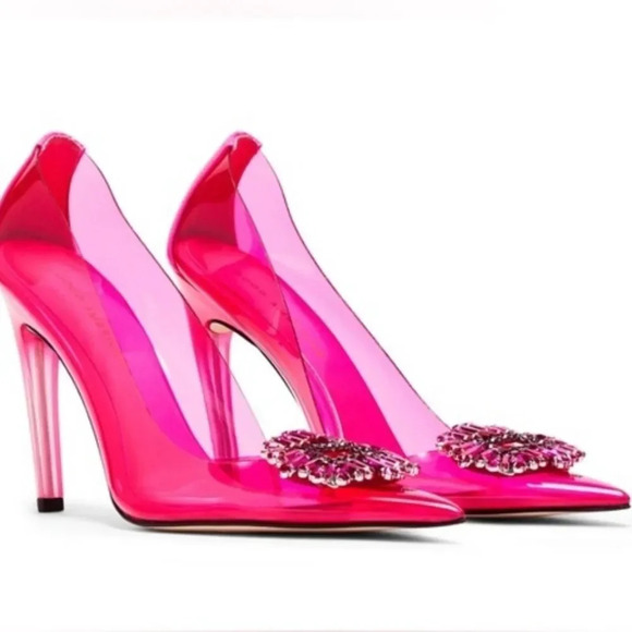 NEW Good American Cinder-F*cking-Rella Pump Heels Hot Pink Size 9 - Picture 1 of 10